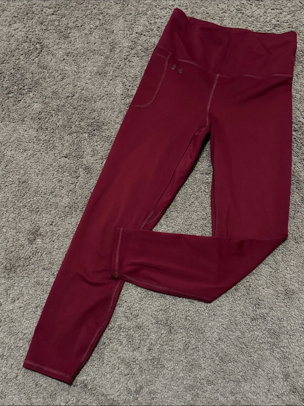 Under Armour Fitted Ankle Tights-Sz S-Single Slip Pocket on Right Hip-Maroon
